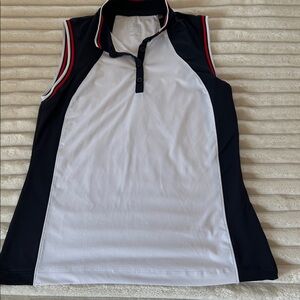 EP New York women’s golf Performance Top in Blue, red and White